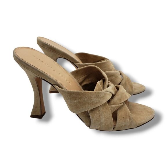 Veronica Beard Alin Sandal Womens 8.5 Suede Sand Crisscross Mule